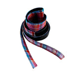 Reversible Obi Belt - Pink And Blue Madras & Faux Leather