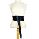 Wide Waist Knot Belt, Obi Belt - Turquoise African print