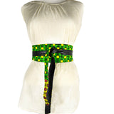 Wide Waist Wrap Belt, Obi Belt - Colorful African Print