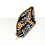 colorful mud cloth makeup bag handmade in Qubec, Canada