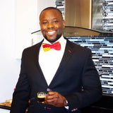 Noeud Papillon Rouge - Toile De Jute Pailletée Et Shweshwe