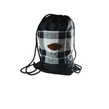 Drawstring Bag - Black Nylon And Madras Front Pockets