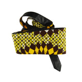 Wide Wrap Belt, Reversible Obi Belt - Brown African Print