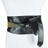 Wide Wrap Belt, Reversible Obi Belt - Brown African Print