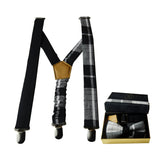 Nœud Papillon Et Bretelles - Blanc Et Noir Madras