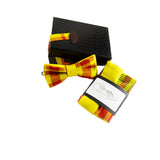 Bow Tie And Pocket Square Pack-Yellow Red Plaid Madras