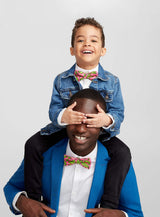 Father And Son Bow Ties - Pink With Bright Foliage