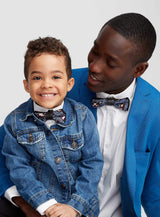 Daddy And Son Bow Ties- Black Recycled Leather And African Print