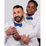 Father And Son Bow Ties - Navy Blue Tiny White Polka Dot Shweshwe