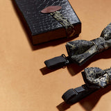 noeuds papillon papa et garçon noir et dorés venant dans un beau coffret noir