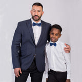 Father And Son Bow Ties - Navy Blue Chinese Brocade