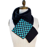Matching Knit Scarf And Cloth Mask Set - Blue & Black