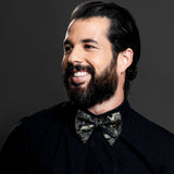 black and golden flower butterfly bow tie handmade in Quebec by Coo-Mon