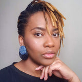 Clous d'oreilles sisal Nyeupe, bleu clair à pois - grands