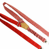 Noeud Papillon Et Bretelles - Rouge Fines Feuilles Blanches Shweshwe