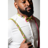 Ensemble Noeud Papillon Et Bretelles - Feuillage Éclatant Pagne Wax