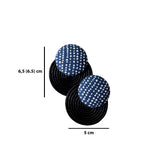 Clous d'oreilles sisal Buluu, bleu pois blanc - grands