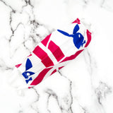 White Red Cloth Face Mask - Blue Rabbit Pattern