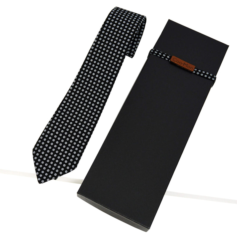 men gift box with black tie with white polka dot