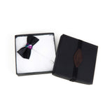 Lapel Pin - Faux Leather & Purple African Print Bow Tie