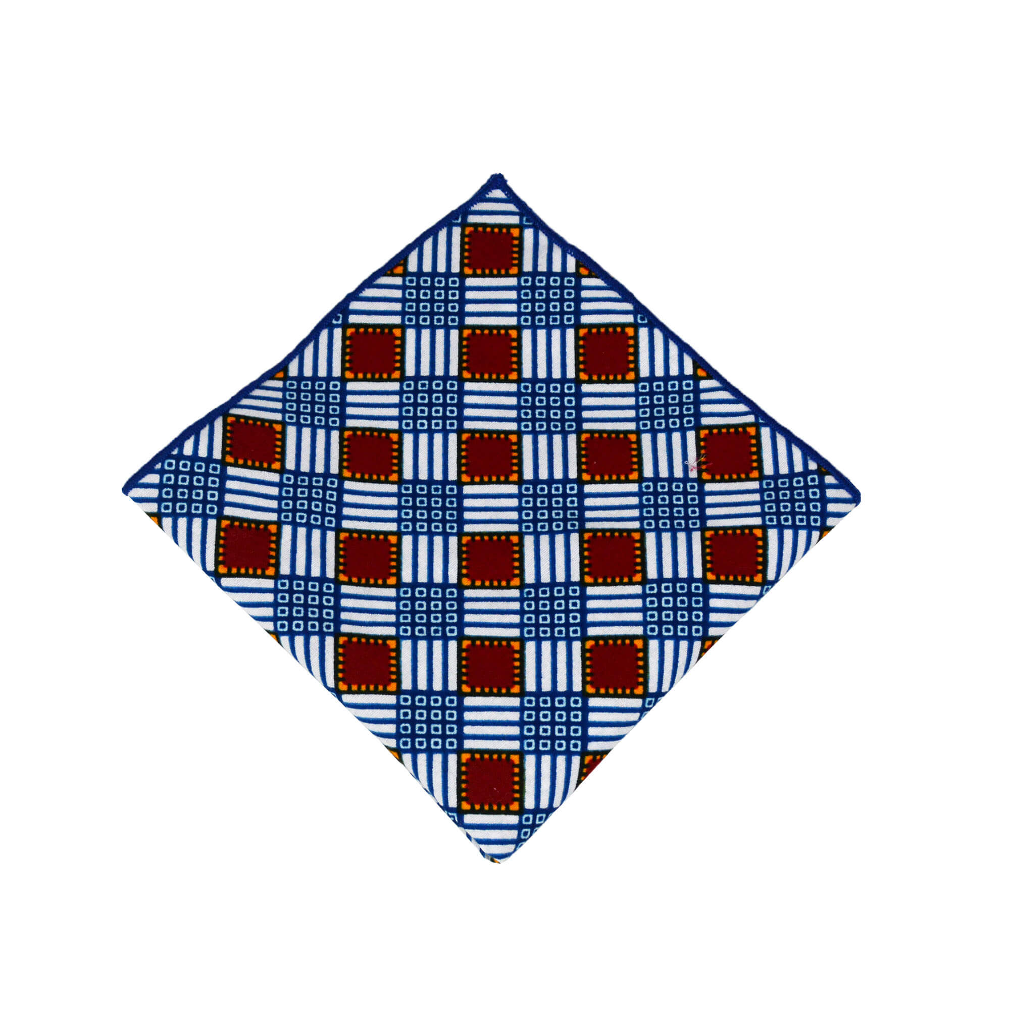 nouchoir de poche 100% coton coupé et cousu au Québec à carreaux bleu, rouge et blanc