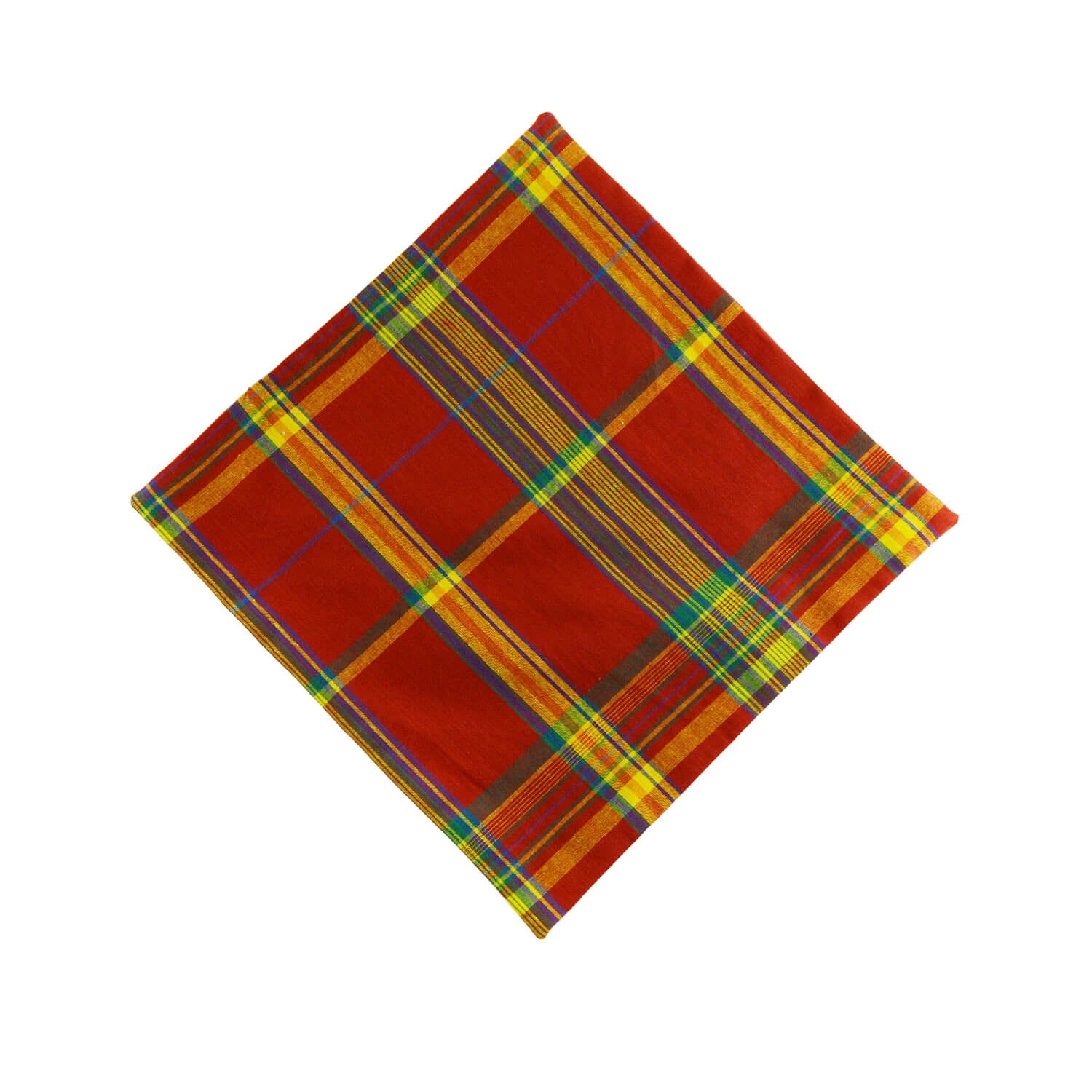 Reversible Pocket Square - Red & Yellow Plaid Madras