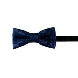 Navy Blue Bow Tie - Embroidery Floral Pattern