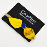 Girl Bow Nylon Headband - Yellow African Print
