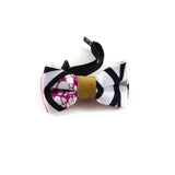 Boy Bow Tie - Recycled Leather & White Striped African Print