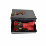 Noeud Papillon Rouge - Toile De Jute Pailletée Et Pagne Wax