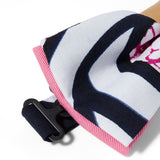 Noeud papillon blanc - Rayures graphiques et cuir recyclé