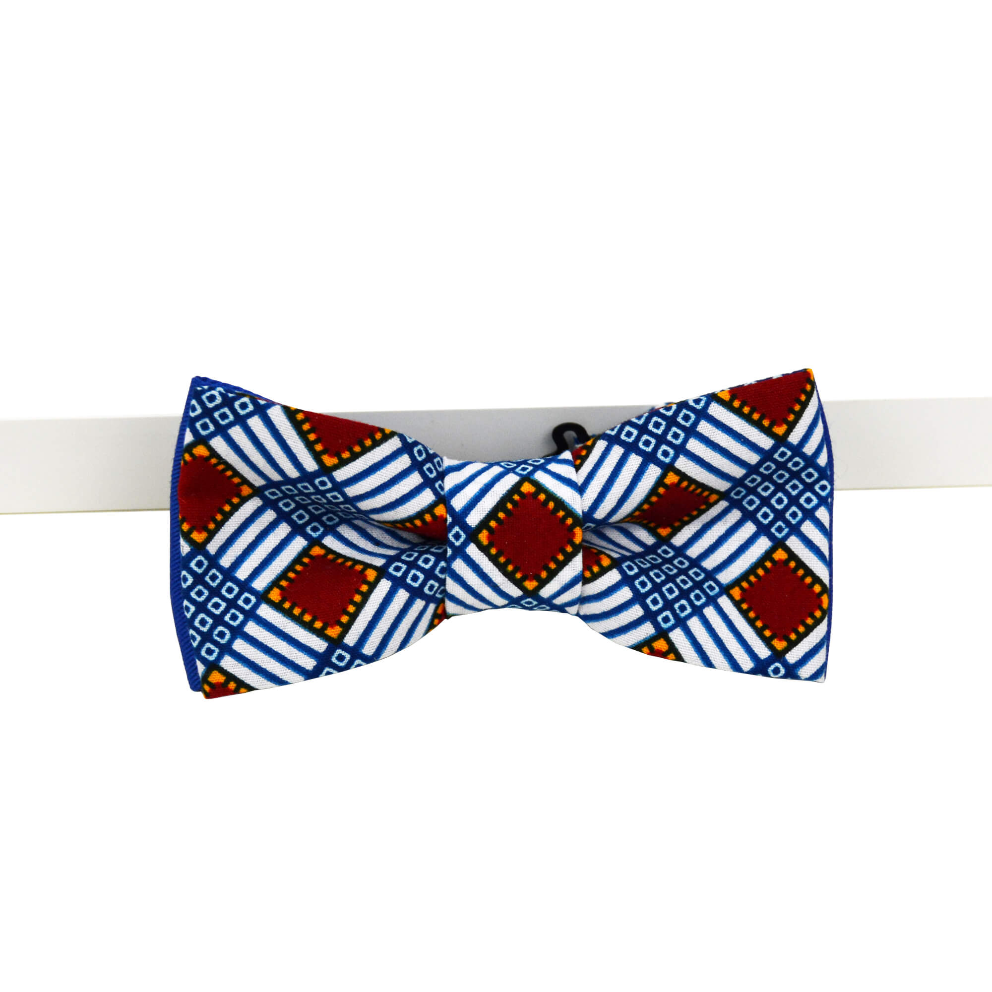 noeud papillon boucle homme pagne wax bleu blanc rouge