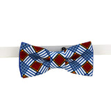 noeud papillon boucle homme pagne wax bleu blanc rouge