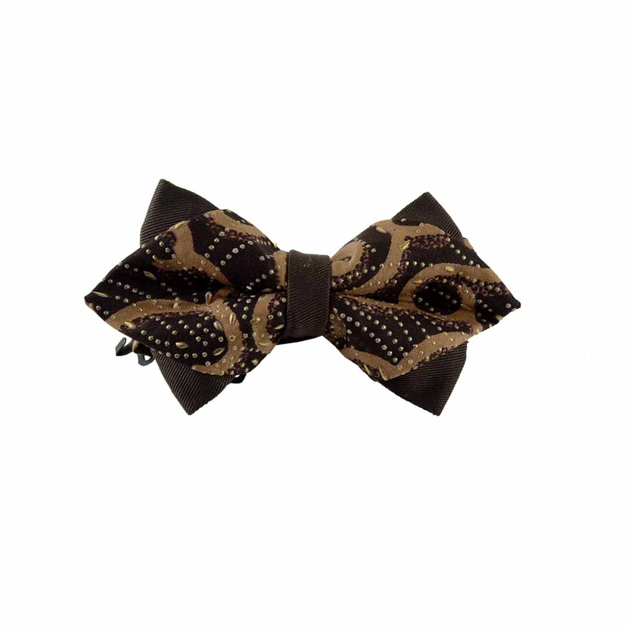 Diamond Point Bow Tie-Brown African Print