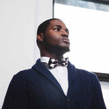 Noeud Papillon Cuir Recyclé - Pois Brun Et Blanc Pagne Wax