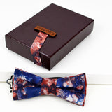 noeud papillon tie-dye délavé bleu et ocre fait main au Québec par Coo-Mon