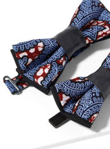 Daddy And Son Bow Ties- Black Recycled Leather And African Print