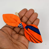 Girl Bow Nylon Headband - Orange African Print