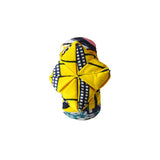 Wide Bangle Bracelet - African Print Origami Flower