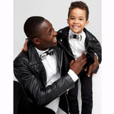 Father And Son Bow Ties - Black And White Plaid Madras