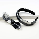 Bow Headband-Black And White Plaid Madras