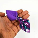 Nylon Headband Pointed Petal Bow - Purple African Print