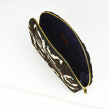 beige and brown toiletry bag, makeup pouch handmade in Quebec