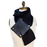 Matching Knit Scarf And Cloth Mask Set - Blue & Black