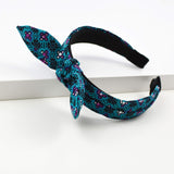 Bow Headband - Turquoise And Black African Print