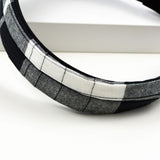 Headband, Hair Hoop - Black And White Plaid Madras