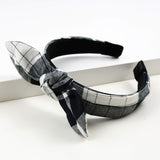Bow Headband-Black And White Plaid Madras