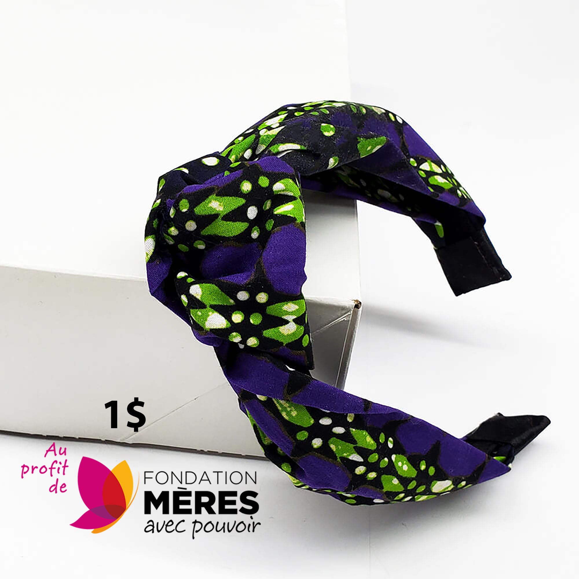 Top Knot Headband - Green And Purple