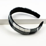Bow Headband-Black And White Plaid Madras