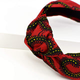 Top Knot Headband - Red And Black African Print